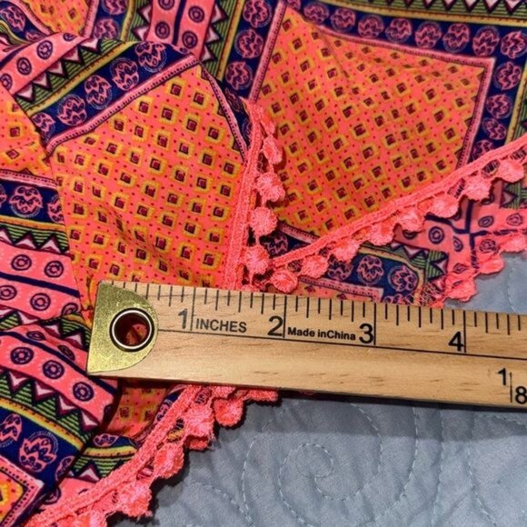 Boho Tribal Print Womens Shorts XL/XG (15-17) Coral Combo 100% Polyester Elastic - Picture 11 of 11